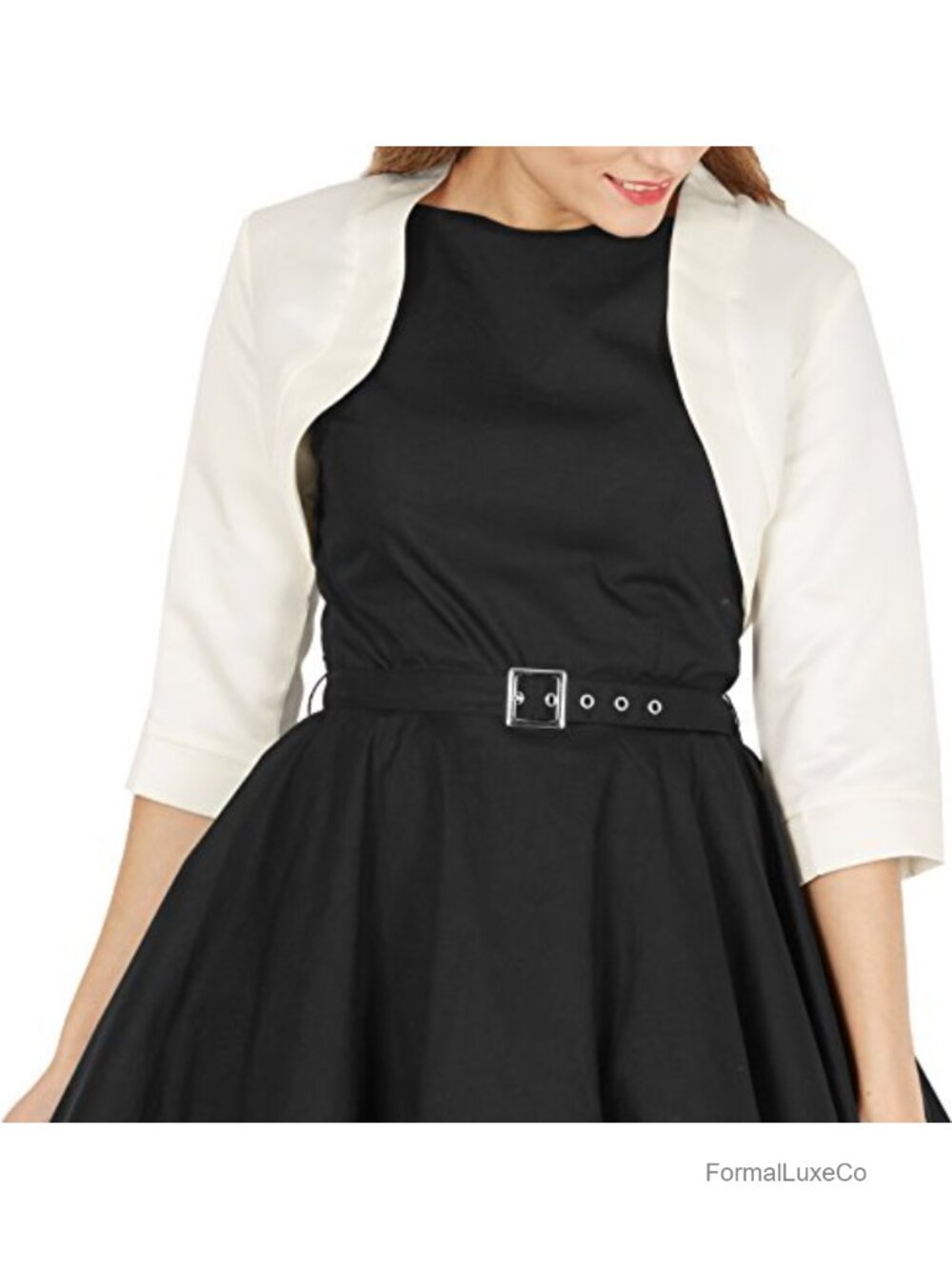 Satin 3/4 Sleeve Bolero Shrug Stand-Up Collar Pull-On